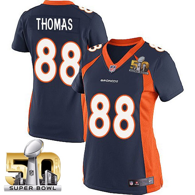 Women's 2016 Super Bowl 50 Denver Broncos #88 Demaryius Thomas Navy Blue Game Jersey