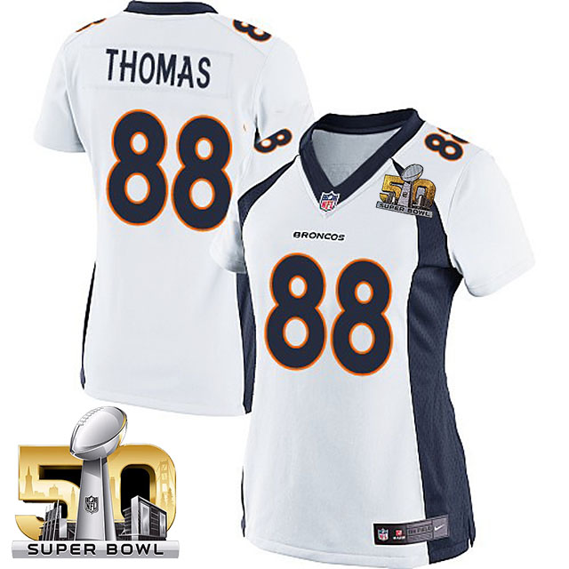 Women's 2016 Super Bowl 50 Denver Broncos #88 Demaryius Thomas White Game Jersey