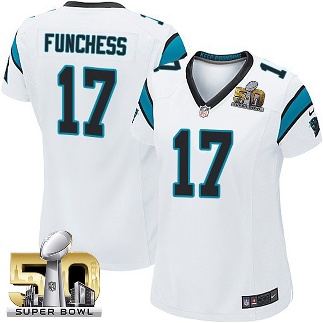 Women's Carolina Panthers #17 Devin Funchess White 2016 Super Bowl 50 Game Jersey