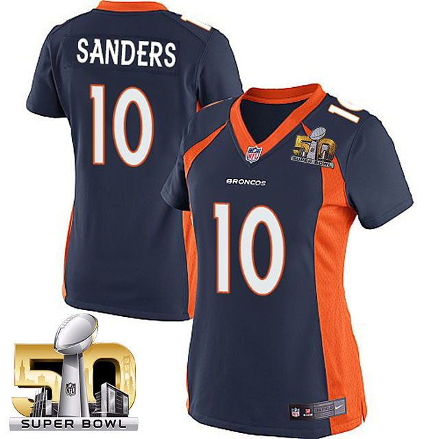 Women's 2016 Super Bowl 50 Denver Broncos #10 Emmanuel Sanders Navy Blue Game Jersey