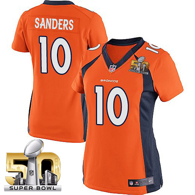 Women's 2016 Super Bowl 50 Denver Broncos #10 Emmanuel Sanders Orange Game Jersey