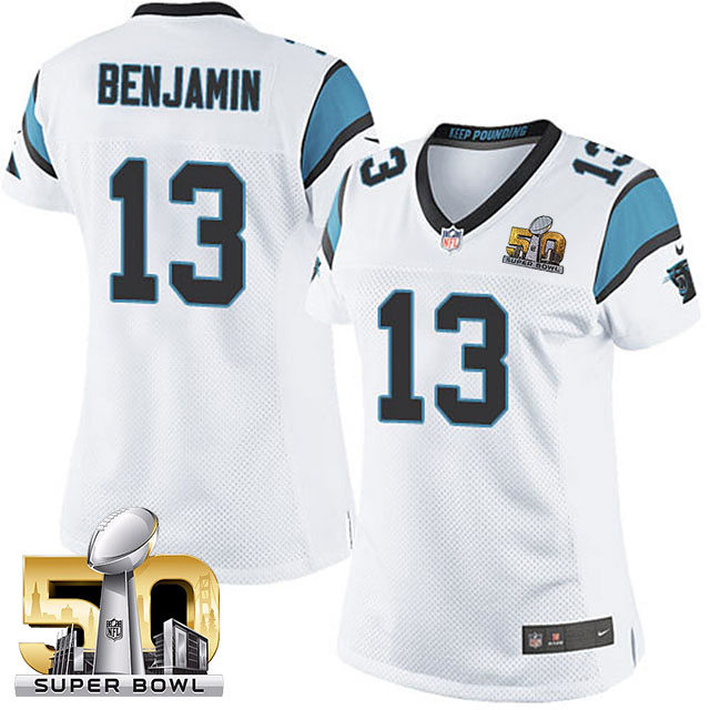 Women's Carolina Panthers #13 Kelvin Benjamin White 2016 Super Bowl 50 Game Jersey