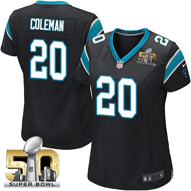 Women's Carolina Panthers #20 Kurt Coleman Black 2016 Super Bowl 50 Game Jersey