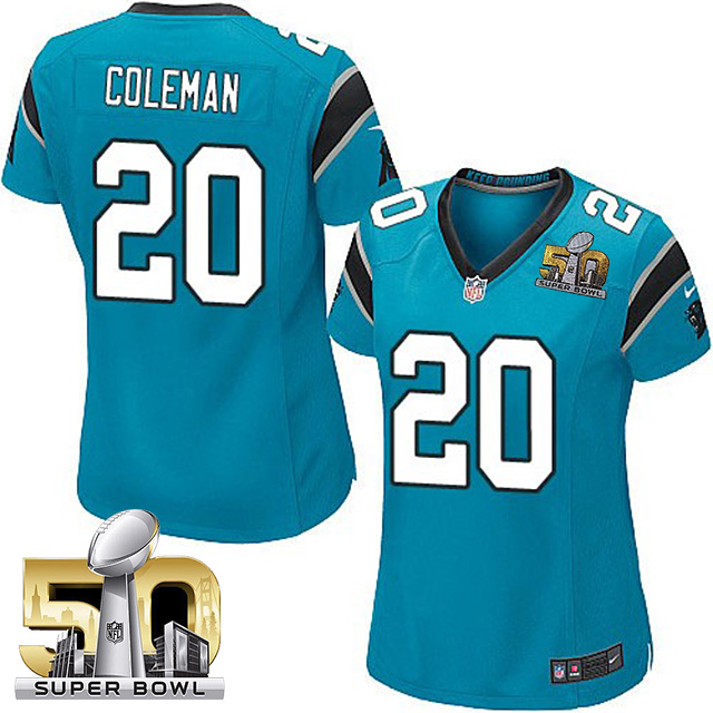 Women's Carolina Panthers #20 Kurt Coleman Blue 2016 Super Bowl 50 Game Jersey