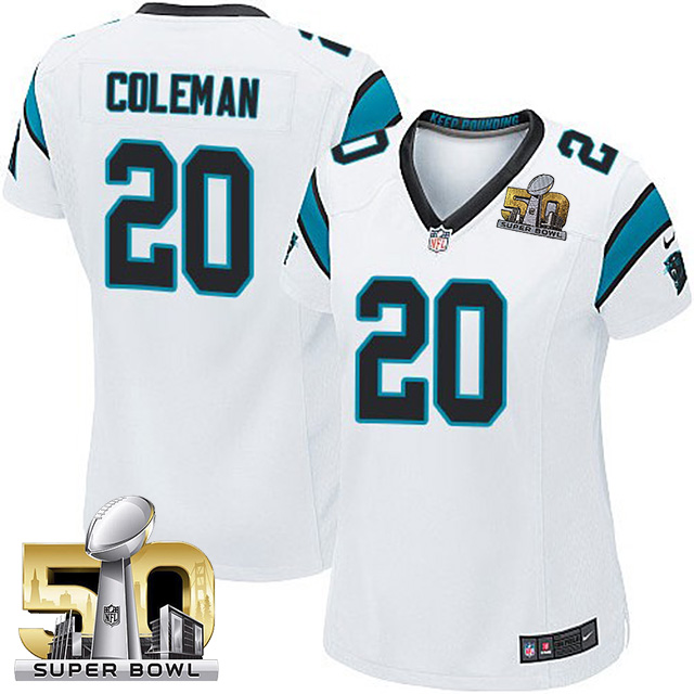 Women's Carolina Panthers #20 Kurt Coleman White 2016 Super Bowl 50 Game Jersey