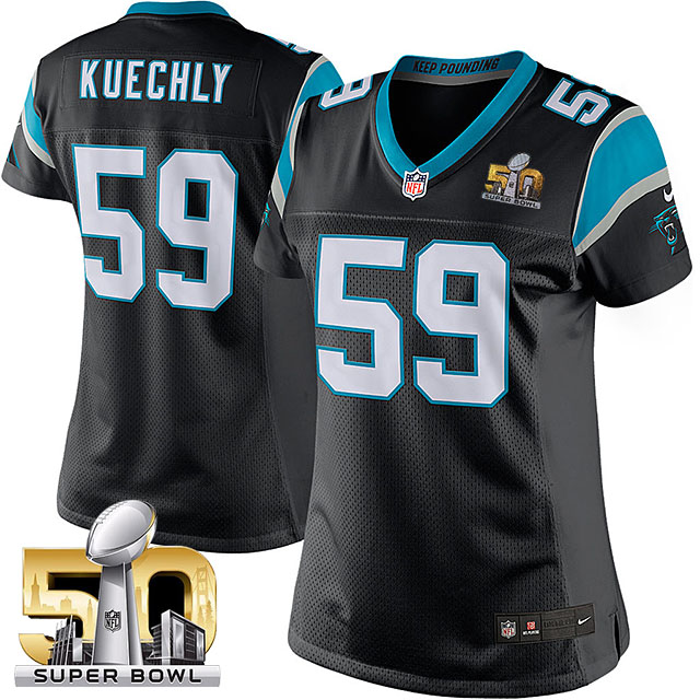 Women's Carolina Panthers #59 Luke Kuechly Black 2016 Super Bowl 50 Game Jersey