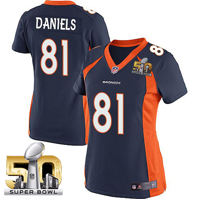 Women's 2016 Super Bowl 50 Denver Broncos #81 Owen Daniels Navy Blue Game Jersey