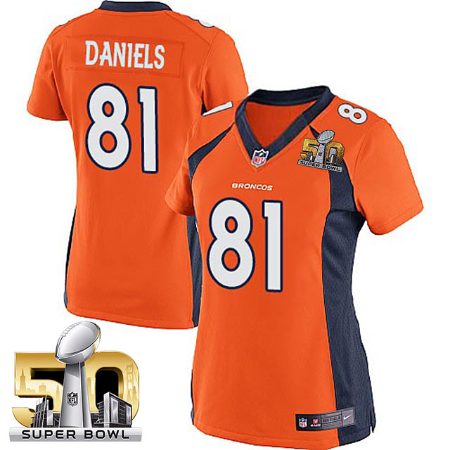 Women's 2016 Super Bowl 50 Denver Broncos #81 Owen Daniels Orange Game Jersey