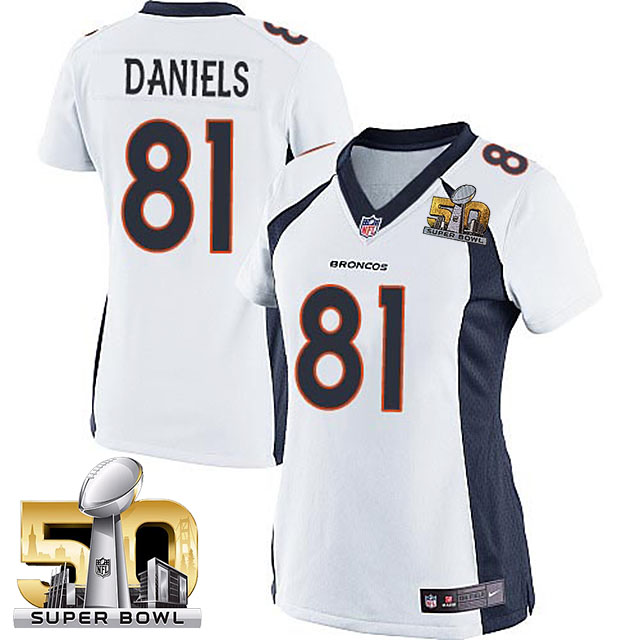 Women's 2016 Super Bowl 50 Denver Broncos #81 Owen Daniels White Game Jersey