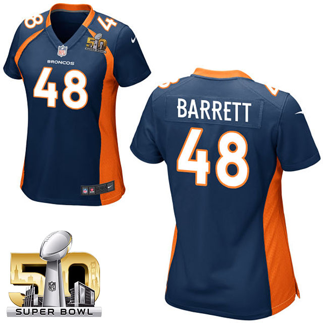 Women's 2016 Super Bowl 50 Denver Broncos #48 Shaquil Barrett Navy Blue Game Jersey