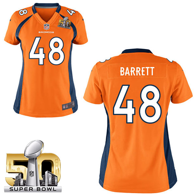 Women's 2016 Super Bowl 50 Denver Broncos #48 Shaquil Barrett Orange Game Jersey