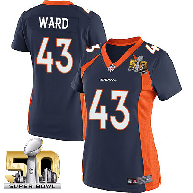 Women's 2016 Super Bowl 50 Denver Broncos #43 T.J. Ward Navy Blue Game Jersey