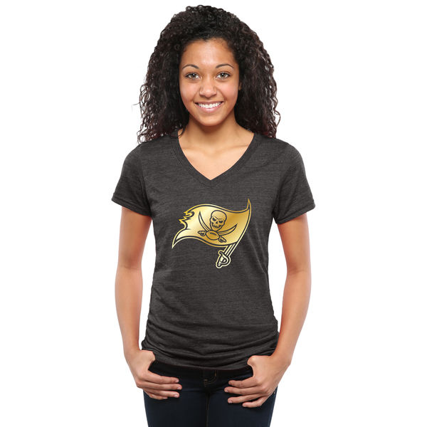 Womens Tampa Bay Buccaneers Black Gold Collection V-Neck Tri-Bend T-Shirt