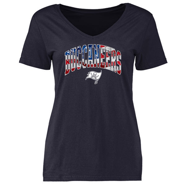 Womens Tampa Bay Buccaneers Pro Line Navy Banner Wave T-shirt