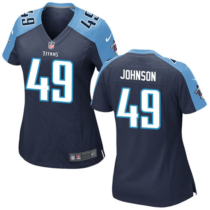 Women's Tennessee Titans #49 Rashad Johnson Navy Game Jersey