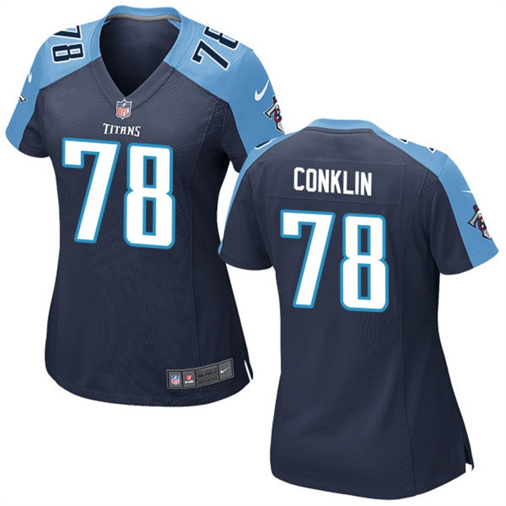 Womens Tennessee Titans #78 Jack Conklin Navy Game Jersey