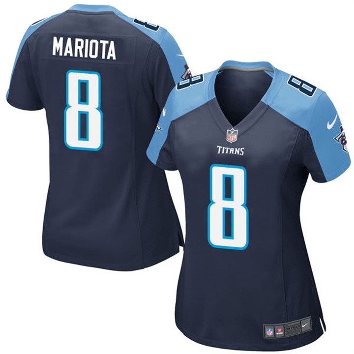 Women's Tennessee Titans #8 Marcus Mariota Navy Game Jersey