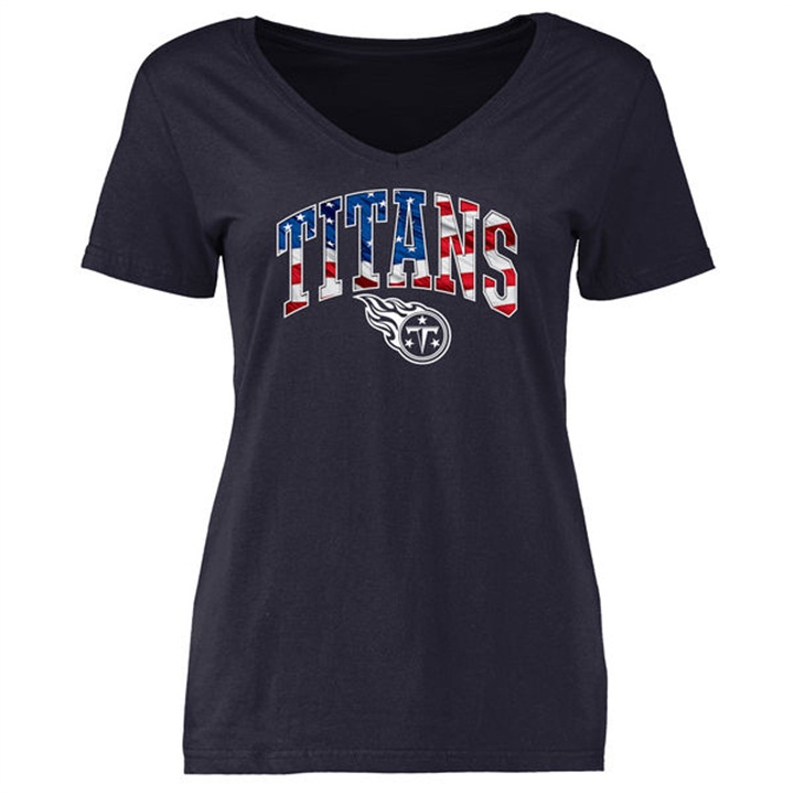 Womens Tennessee Titans Pro Line Navy Banner Wave T-shirt