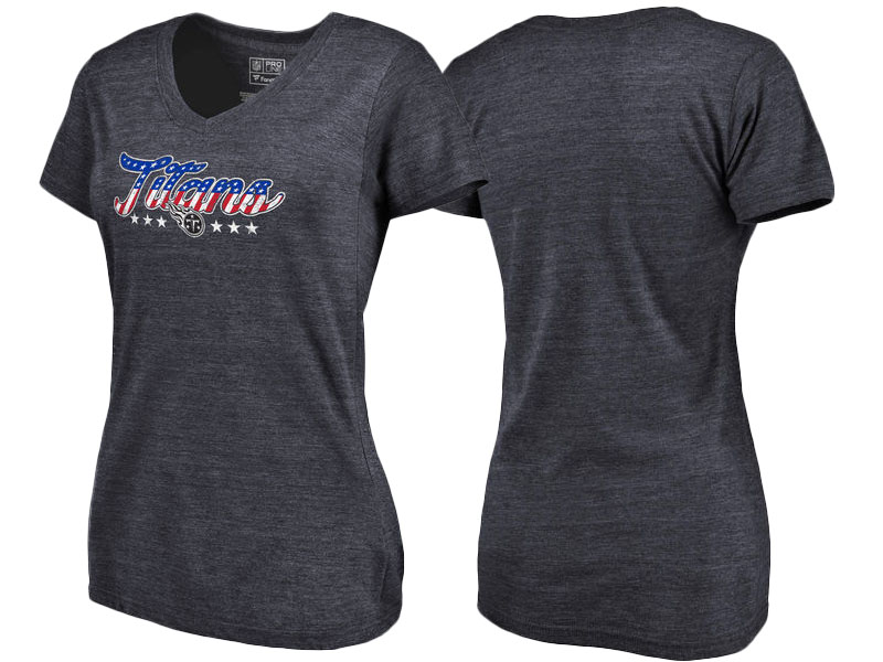 Tennessee Titans Navy Spangled Script Tri-Blend T-Shirt