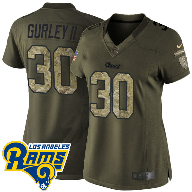 Women's Los Angeles Rams #30 Todd Gurley II Green Salute To Service Limited Jersey