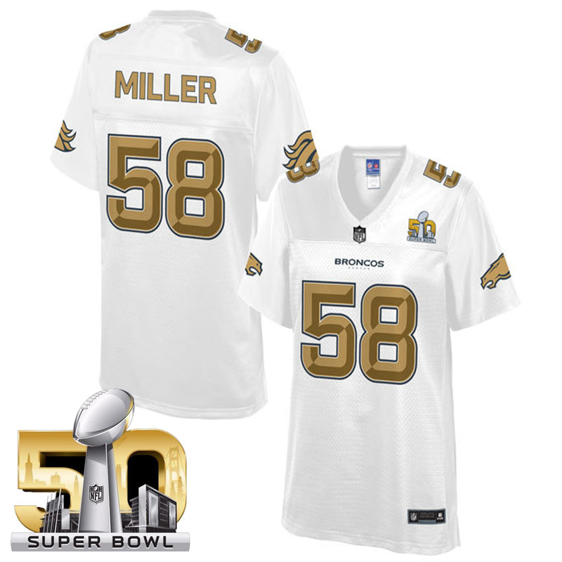 Womens Denver Broncos #58 Von Miller White 2016 Super Bowl 50 Pro Line Fashion Jersey