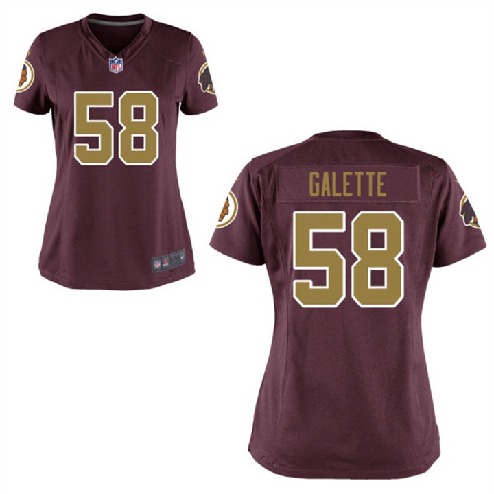 Womens Washington Redskins #58 Junior Galette Burgundy Throwback Game 2016 New Season Jersey