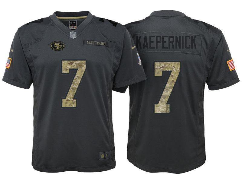 Youth San Francisco 49ers #7 Colin Kaepernick Camo Anthracite 2016 Salute to Service Game Jersey