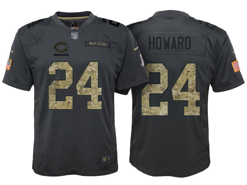 Youth Chicago Bears #24 Jordan Howard Camo Anthracite 2016 Salute to Service Game Jersey