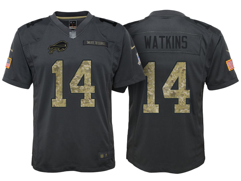 Youth Buffalo Bills #14 Sammy Watkins Camo Anthracite 2016 Salute to Service Game Jersey