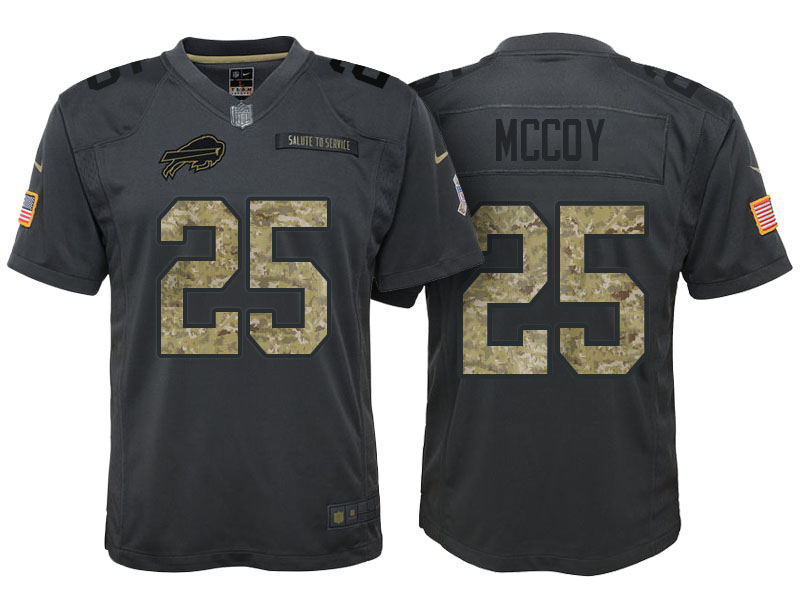 Youth Buffalo Bills #25 LeSean McCoy Camo Anthracite 2016 Salute to Service Game Jersey