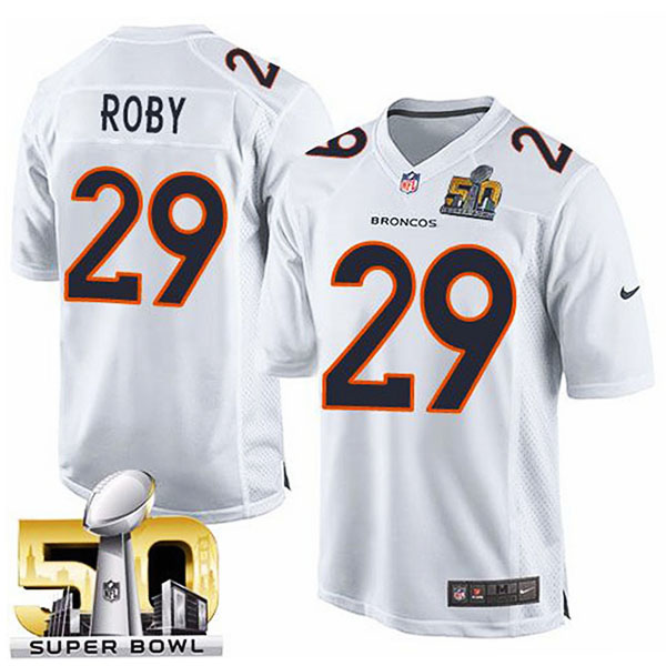 Youth Denver Broncos #29 Bradley Roby White Super Bowl 50 Game Event Jersey