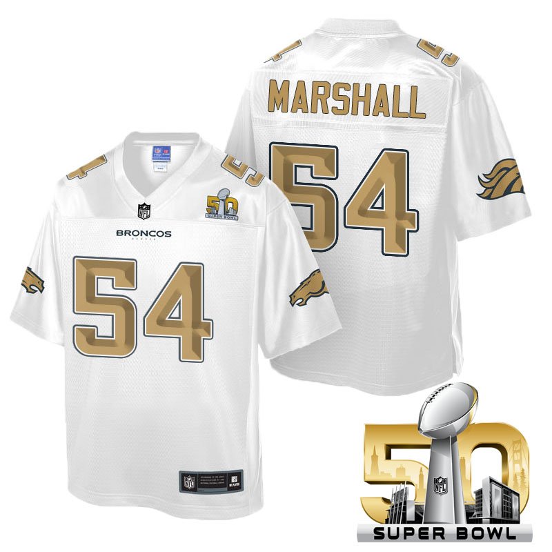 Youth Denver Broncos #54 Brandon Marshall White 2016 Super Bowl 50 Pro Line Fashion Jersey