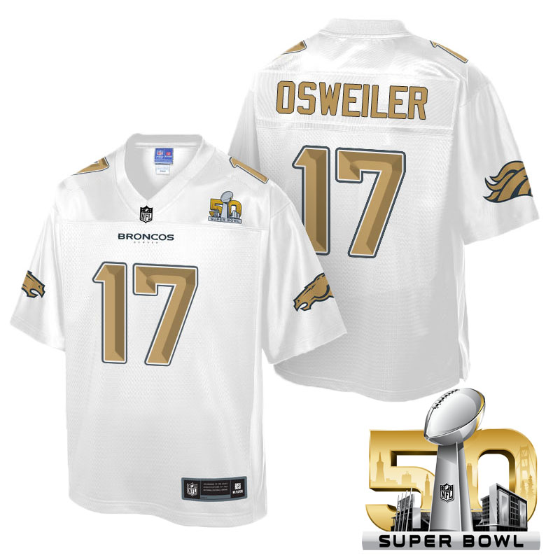 Youth Denver Broncos #17 Brock Osweiler White 2016 Super Bowl 50 Pro Line Fashion Jersey