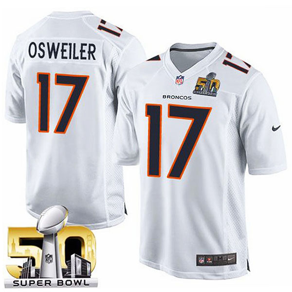 Youth Denver Broncos #17 Brock Osweiler White Super Bowl 50 Game Event Jersey