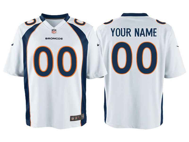 Youth Denver Broncos White Custom Game Jersey