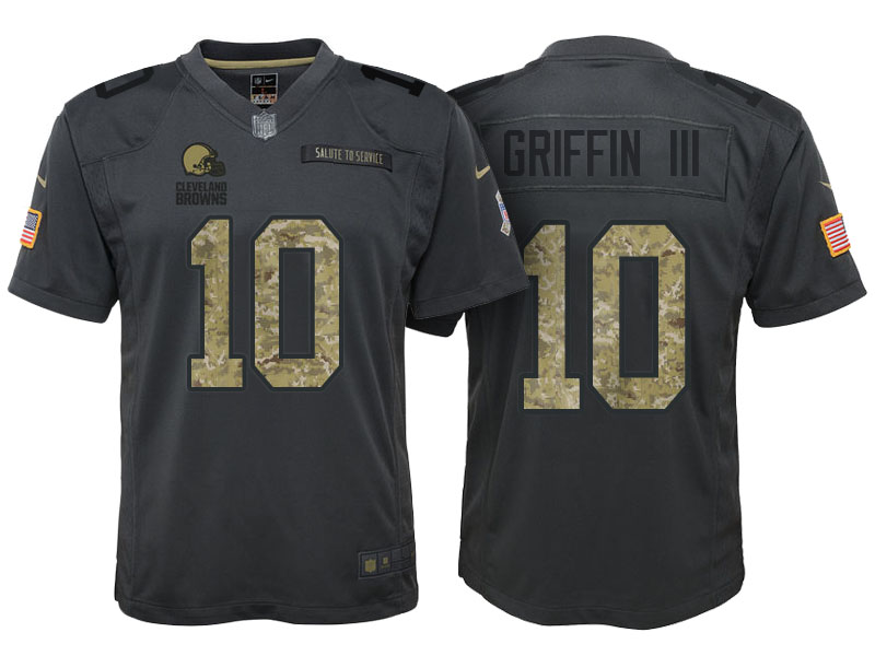 Youth Cleveland Browns #10 Robert Griffin III Camo Anthracite 2016 Salute to Service Game Jersey