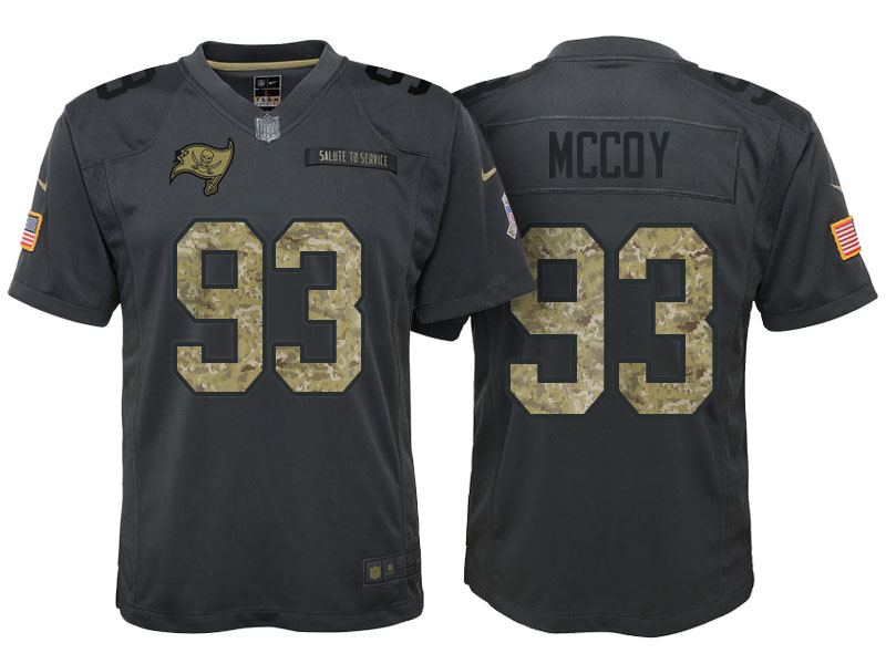 Youth Tampa Bay Buccaneers #93 Gerald McCoy Camo Anthracite 2016 Salute to Service Game Jersey