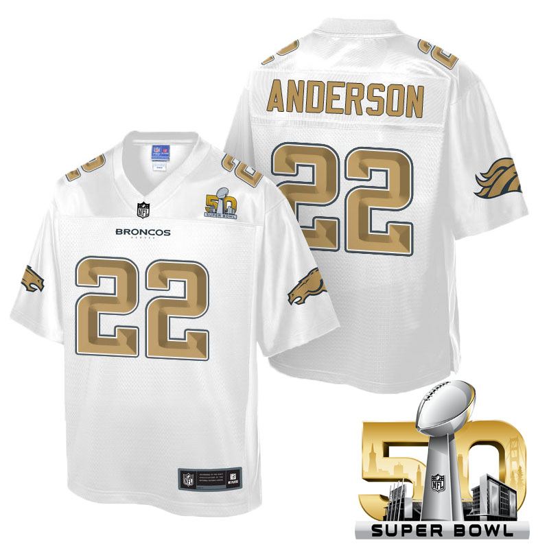 Youth Denver Broncos #22 C.J. Anderson White 2016 Super Bowl 50 Pro Line Fashion Jersey