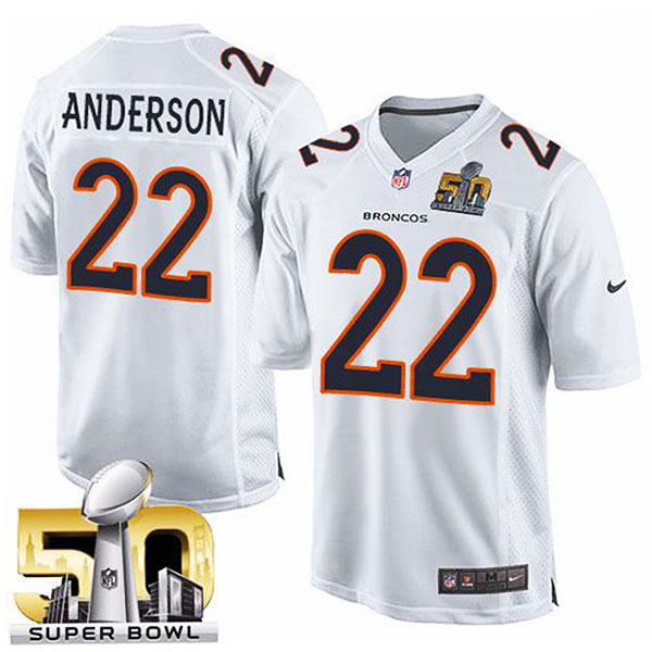 Youth Denver Broncos #22 C.j. Anderson White Super Bowl 50 Game Event Jersey