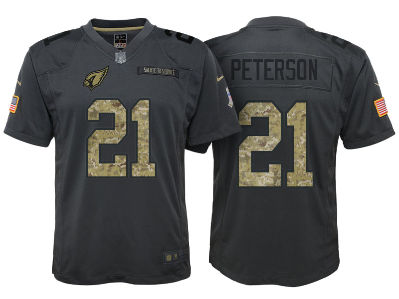 Youth Arizona Cardinals #21 Patrick Peterson Camo Anthracite 2016 Salute to Service Game Jersey