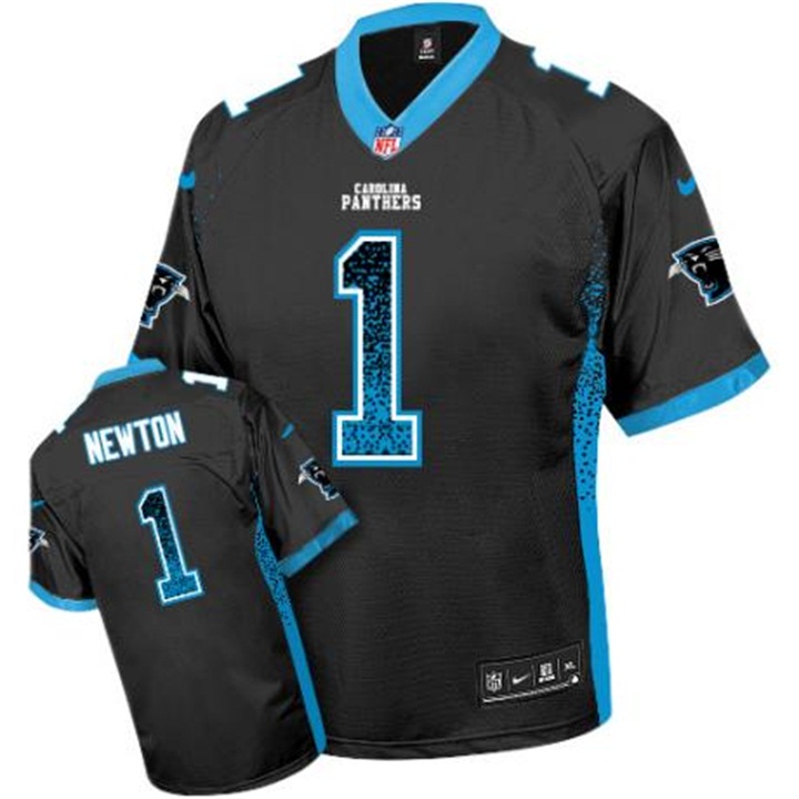 Youth Carolina Panthers #1 Cam Newton Black Drift Fashion Elite Jersey