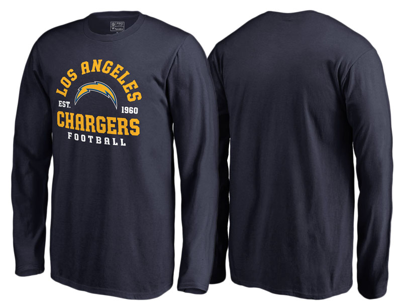 Youth Los Angeles Chargers Navy Full Back Long Sleeve T-Shirt