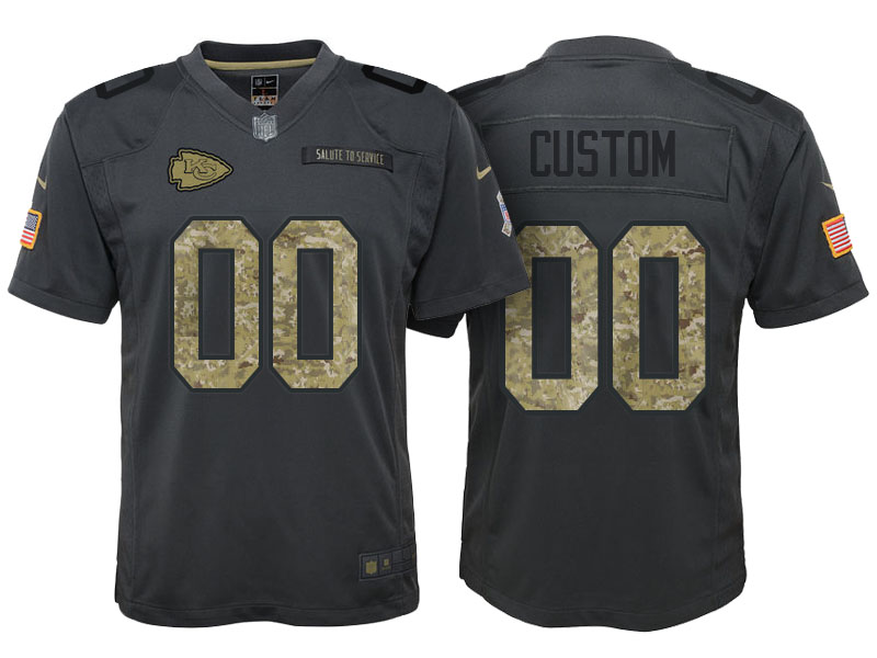 Youth Kansas City Chiefs Anthracite Customized Camo 2016 Salute to Service Jersey - Veterans Day