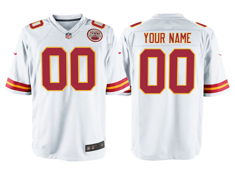 Youth Kansas City Chiefs White Custom Game Jersey