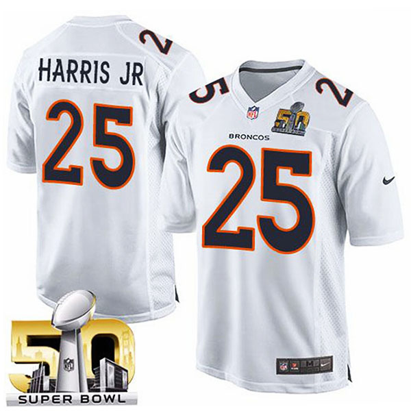 Youth Denver Broncos #25 Chris Harris JR White Super Bowl 50 Game Event Jersey