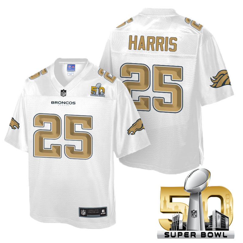 Youth Denver Broncos #25 Chris Harris White 2016 Super Bowl 50 Pro Line Fashion Jersey