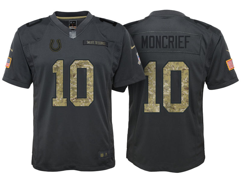 Youth Indianapolis Colts #10 Donte Moncrief Camo Anthracite 2016 Salute to Service Game Jersey