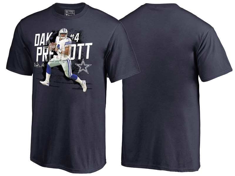 Youth Dallas Cowboys Dak Prescott Navy Name & Number T-Shirt