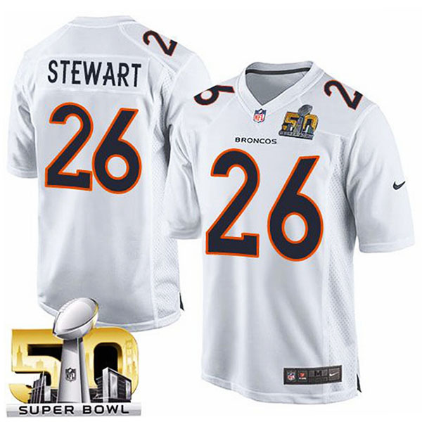 Youth Denver Broncos #26 Darian Stewart White Super Bowl 50 Game Event Jersey