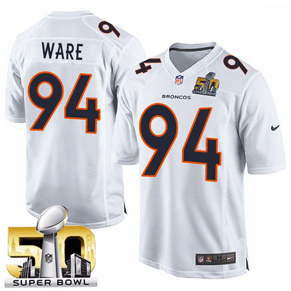 Youth Denver Broncos #94 Demarcus Ware White Super Bowl 50 Game Event Jersey